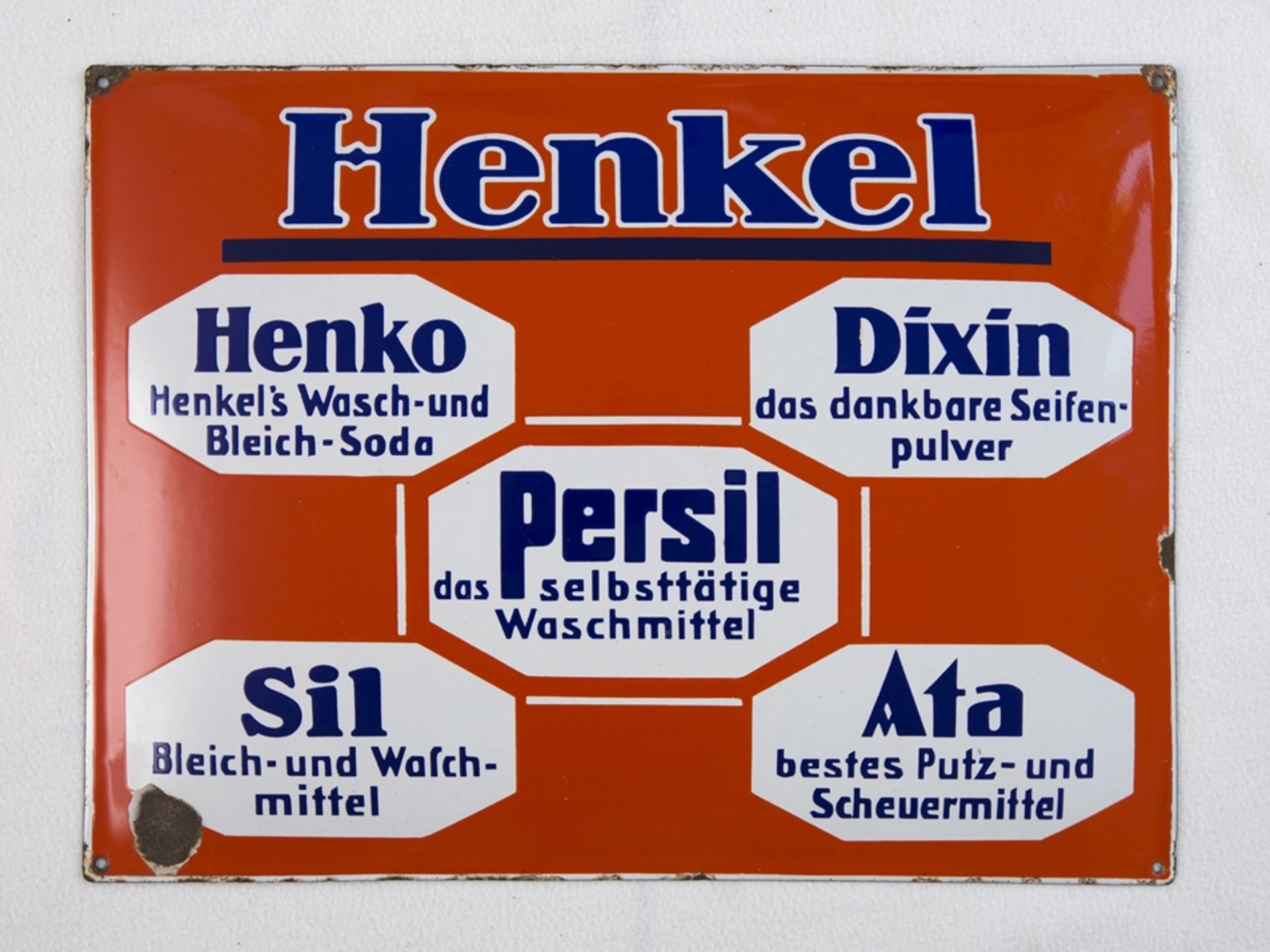 Emailschild Henkel, Henko, Ata, Persil, Düsseldorf um 1930 - Bild 7 aus 7