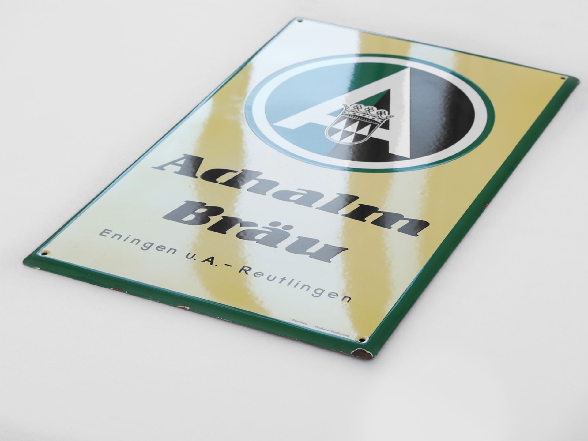 Enamel sign Achalm Bräu, Eningen u.A. - Reutlingen, around 1950 - Image 3 of 7