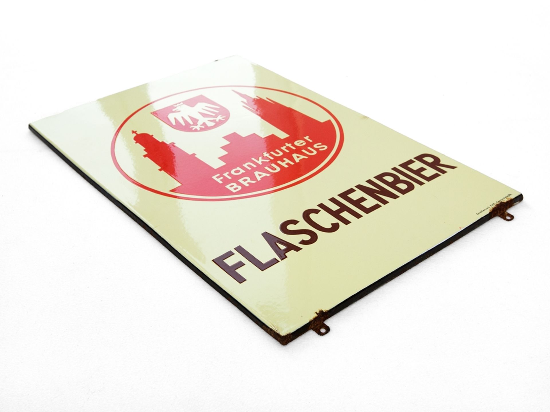 Enamel sign Frankfurter Brauhaus Flaschenbier, around 1950 - Image 2 of 7