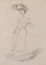 Oliver Hilary Sambourne Messel (1904-1978) British. Elegant Lady with a Parasol, Pencil and