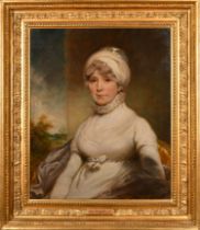 William Beechey (1753-1839) British. Bust Portrait of a Seated Lady, Oil on canvas, In a carved