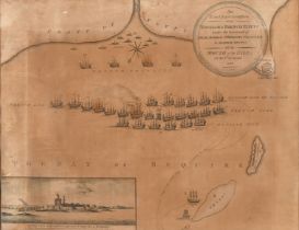 Late 18th Century English School. "An Exact Representation of the English & French Fleets, off The