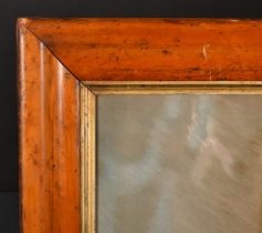 19th Century English School. A Near Set of Three Maple Frames, with gilt slips and inset print and