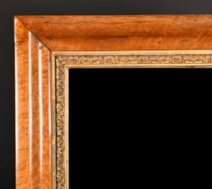 19th Century English School. A Fine Bird's Eye Maple Frame, with a gilt slip and bevelled mirror