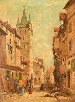 William Meadows (c.1825-c.1901) British. A Continental Street Scene, Oil on canvas, Signed, 22" x