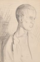 Attributed to Vanessa Bell (1879-1961) British. Portrait Study of a Young Man, Pencil, 8.75" x 5.75"