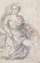 18th Century Anglo-Flemish School. Diana The Huntress, Pencil and sanguine, 12.75" x 8.25" (32.4 x