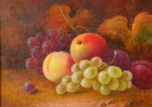 J H Lewis (19th-20th Century) British. Still Life of Fruit, Oil on board, Signed, 6.5" x 9.25" (16.5