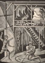 Eric Ravilious (1903-1942) British. "Doctor Faustus Conjuring Mephostophilis", Wood engraving,