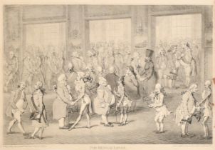 After James Gillray (1756-1815) British. "The Bengal Levee", Engraved by H Humphrey, 15.5" x 23.