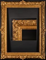 Early 18th Century French School. A Fine Carved and Gilded Oak Regence Frame, with swept centres and