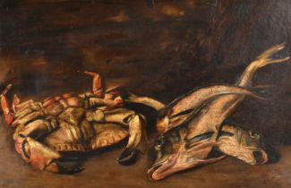 C Keane (19th Century) British. Still Life with a Crab and Fish, Oil on canvas, Signed and dated '