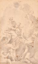 After Giovanni Battista Gaulli (1639-1709) Italian. The Adoration, Ink and wash, Mounted, unframed