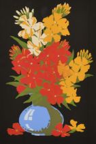 Circle of John Hall Thorpe (1874-1947) Australian. "Wallflowers", Woodcut, Inscribed, 13" x 8.75" (