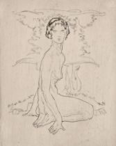 Frederick Carter (1885-1967) British. "Seated Nude", Etching, Signed, inscribed, numbered 7/25 and