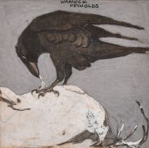 Warwick Reynolds (1880-1926) British. A Crow, Gouache, Signed, 4” x 4.5” (10.1 x 10.8cm), together