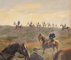 George Algernon 'GAF' Fothergill (1868-1945) British. "On The Training Gallops", Watercolour,