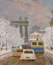 Anatoli Ilych Vasiliev (1917-1994) Russian. "Triumphal Arch", Oil on canvas, Signed in Cyrillic, and