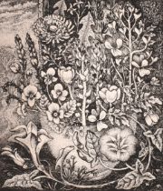 Robin Tanner (1904-1988) British. "Weeds, 1986", Etching, unframed 6" x 5" (15.2 x 12.7cm), together