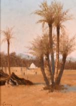Guillaume Larrue (1851-1935) French. "Biskra", a Middle Eastern scene, Oil on panel, Signed, and