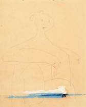 Roger Hilton (1911-1975) British. Contemplation, Pencil and Oil (on sketchbook paper), Inscribed