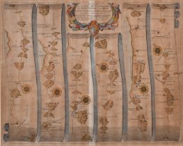 John Ogilby (1600-1676) British. "From St Davids to Holywell", Map, 14" x 17.5" (35.5 x 44.4cm)