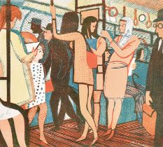 Rupert Shephard (1909-1992) British. "The District Line", Linocut, Signed, inscribed and numbered