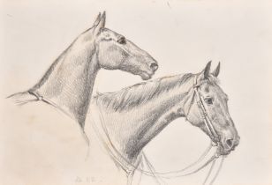 Thomas Blinks (1860-1912) British. "Old BB", Study of horses heads, Pencil, unframed 7" x 10" (17.