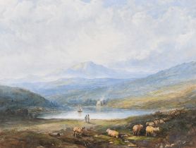 Manner of Patrick Nasmyth (1787-1831) British. Sheep in a River Landscape, Oil on paper, 6.25" x 8.