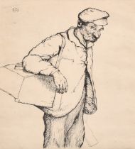 Rudolf Paul Hirschenhauser (1882-1938) Austrian. "Shoeshiner", Etching, Signed and extensively