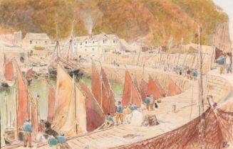 Albert Goodwin (1845-1932) British. "The Herring Fleet", Watercolour, Signed with monogram and