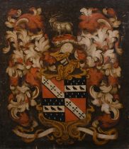 17th Century English School. A Funeral Hatchment, Oil on canvas, Unframed, 30" x 25" (76.2 x 63.