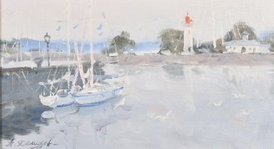 Alexandre Demidov (1963- ) Russian. "Lighthouse of Honfleur, Normandy", Oil on artist's board,