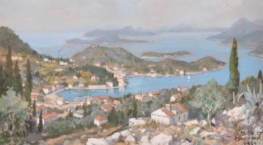 Johann Seits (1887-1967) Polish. "Dubrovnik", Gouache, Signed, inscribed and dated 1934, 3.6" x 6.4"