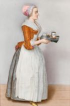 After Jean Etienne Liotard (1702-1789) Swiss. "La Belle Chocolatiere", A Berlin (KPM) porcelain