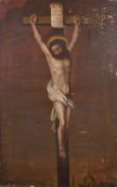 18th Century Italian School. Christ on the Cross, Oil on canvas, unframed 41.5" x 26.5" (105.4 x