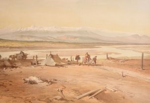 After William Simpson (1823-1899) British. "River Chenab, Punjab", from 'India, Ancient and