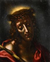 Circle of Carlo Dolci (1616-1686) Italian. Crown of Thorns, Oil on canvas, 11.75" x 9.75" (29.8 x