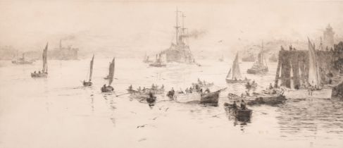 William Lionel Wyllie (1851-1931) British. "North Shields Harbour", Etching, Signed in pencil, 6.25"