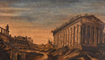 Early 19th Century Italian School. Study of Theseus Temple, Athens, Oil on canvas laid down, 6.5"