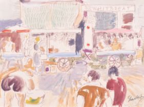 Carlos Nadal (1917-1998) Spanish. "Marche, Bruxelles", Watercolour and pencil, Signed and inscribed,