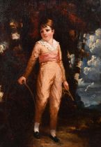 Circle of William Underhill (act.1847-1871) British. Young Boy with a Hoop, Oil on canvas,