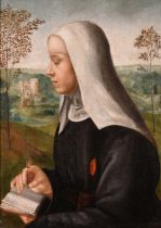 Early 16th Century. Circle of Ghirlandaio Family. St Catherine of Siena, Tempera on a cradled poplar