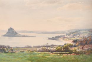 John Farquharson (1865-1931) British. Newlyn and St Michael's Mount, Watercolour, Signed and dated