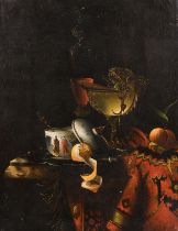 Manner of Jan Davidsz de Heem (1603-1659) Dutch (20th Century). Still Life on a Ledge, Oil on