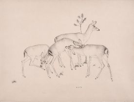 Robert Sargent Austin (1895-1973) British. "Deer", Etching, Signed in pencil, 8.75" x 11.5" (22.2