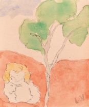 Louis Valtat (1869-1952) French. Figure in a Landscape, Watercolour and pencil, Signed with artist's