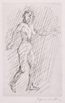 Jacques Villon (1875-1963) French. Standing Nude, Etching, Signed in pencil, unframed 8.25" x 5.