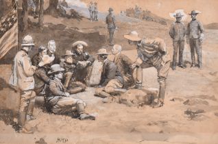 Henry Marriott Paget (1857-1936) British. An American Encampment, Watercolour and ink, Signed with