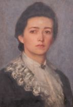 Late 19th/Early 20th Century British. Bust Portrait of a Lady, Oil on canvas, 21" x 13.75" (53.2 x